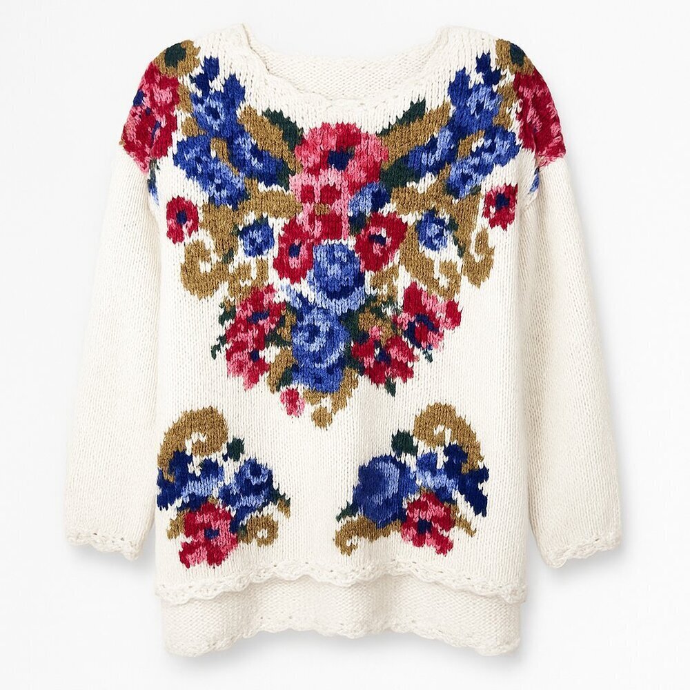 Vintage 90s Floral Sweater Size Large - Picture 8 of 8